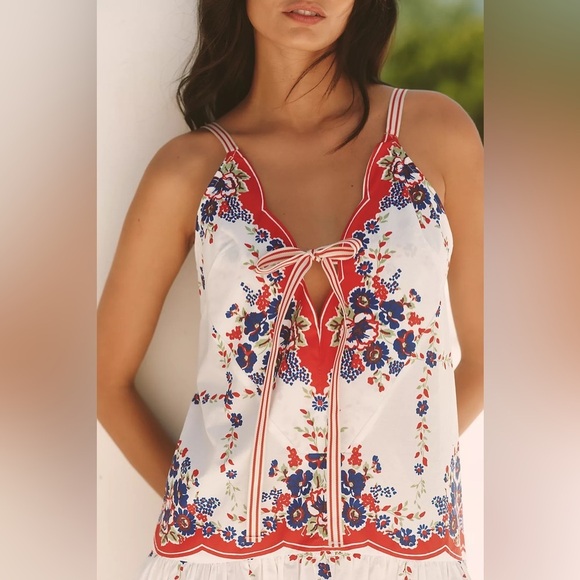 NWT! Anthropologie Celandine Plunge-Neck Drop-Waist Cotton Midi Dress Size XS ⚫️ - Picture 3 of 4